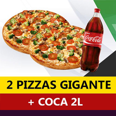 2 Pizzas Gigantes + Coca Cola 2L